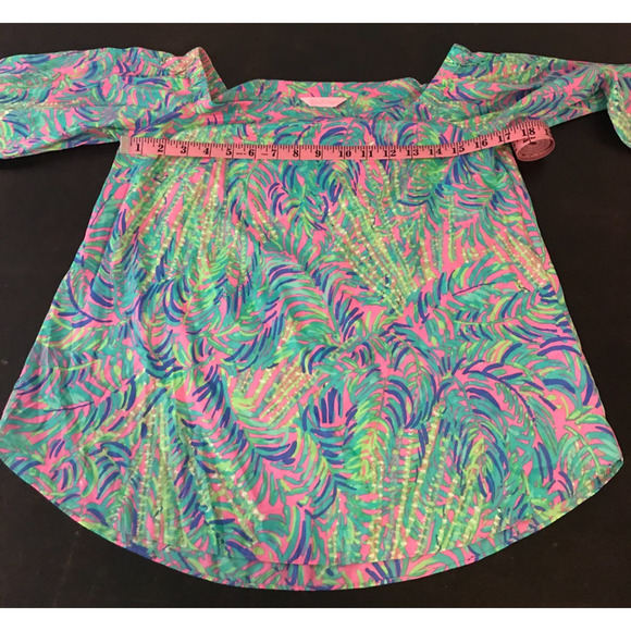 Lilly Pulitzer Adira Pink Sunset Coco Breeze Silk Off-Shoulder Top - Size Small - Picture 6 of 10